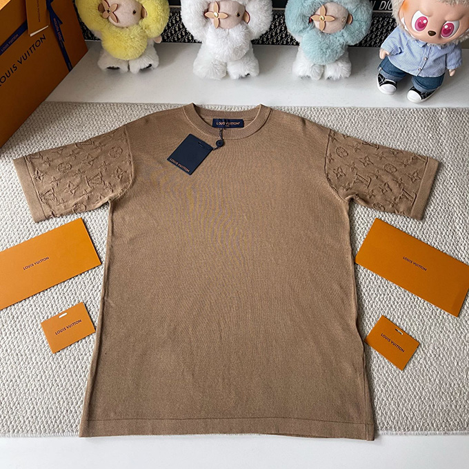 lv louis vuitton monogram jacquard sleeve t-shirt